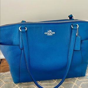 Coach teal blue tote bag